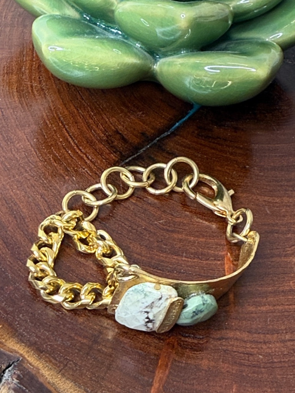 J. Jansen VTG Gold-Tone Stone Link Bracelet